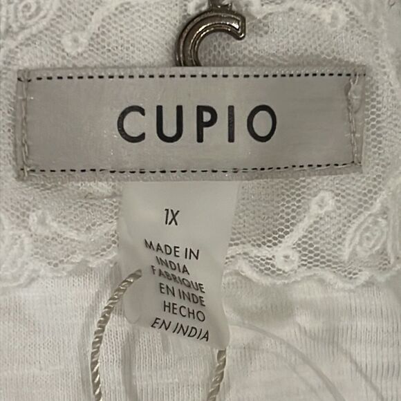 NWT CUPIO Semi Sheer Ruffle Trimmed White Blouse - Size 1X - Picture 11 of 12